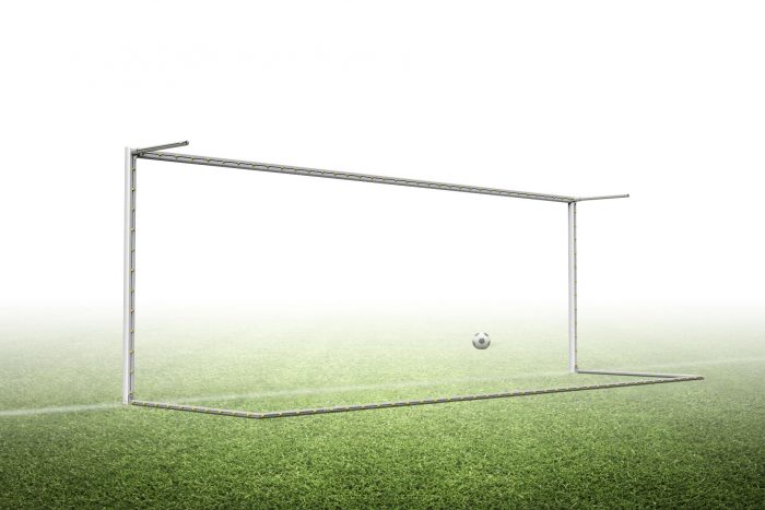 8’H x 24’W Stadium soccer goals in sleeves with net hanger construction